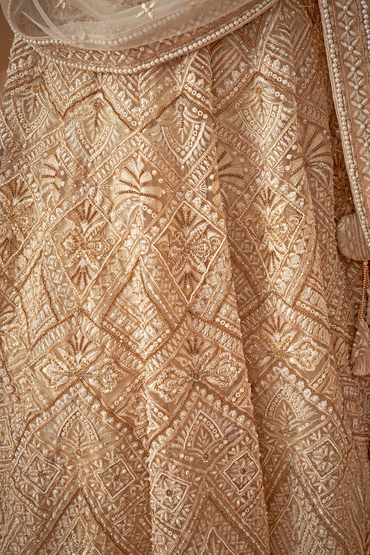 Beige Handwork Bridal Lehenga Set
