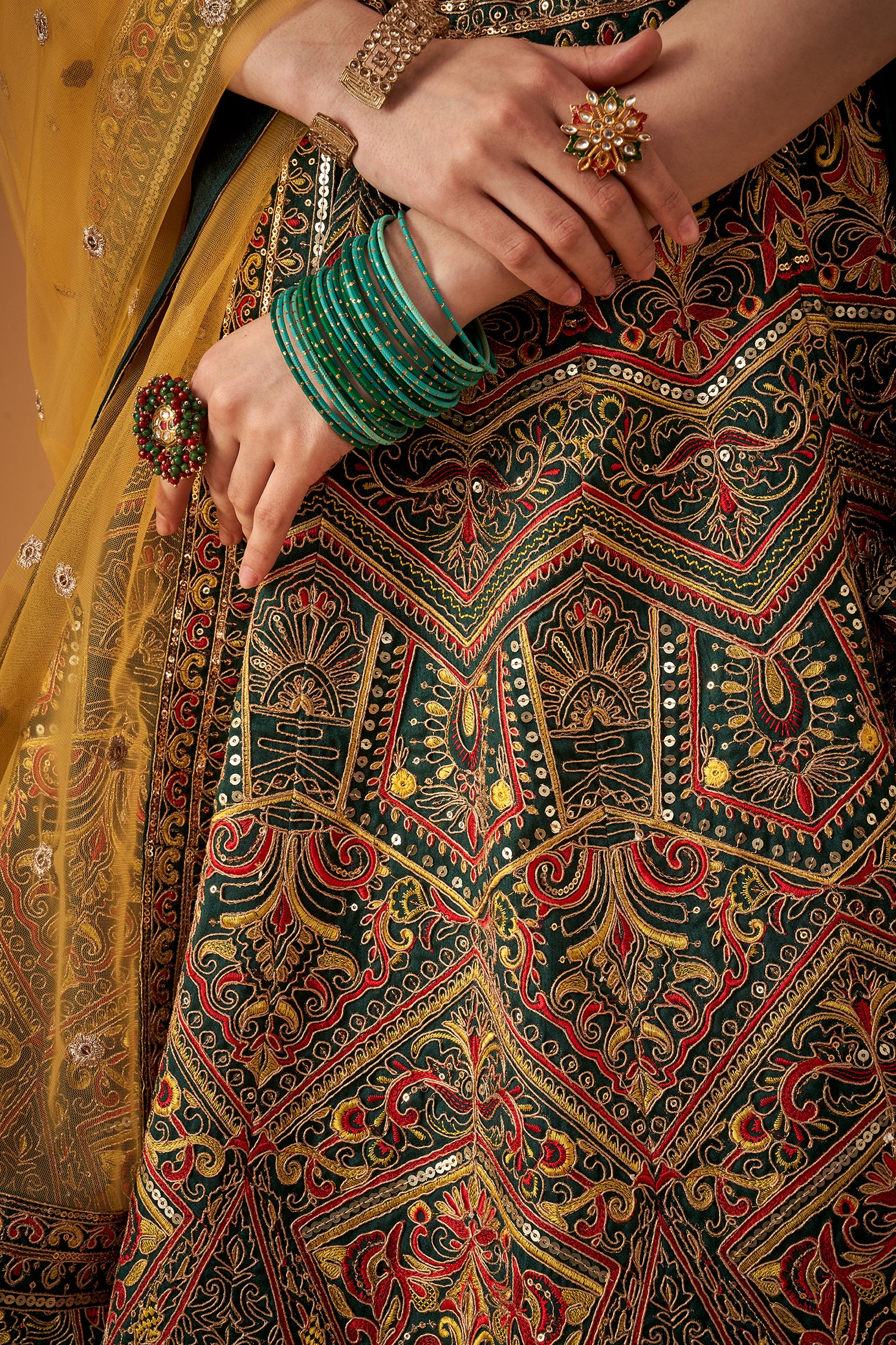 Majestic Green Embroidered Lehenga Set