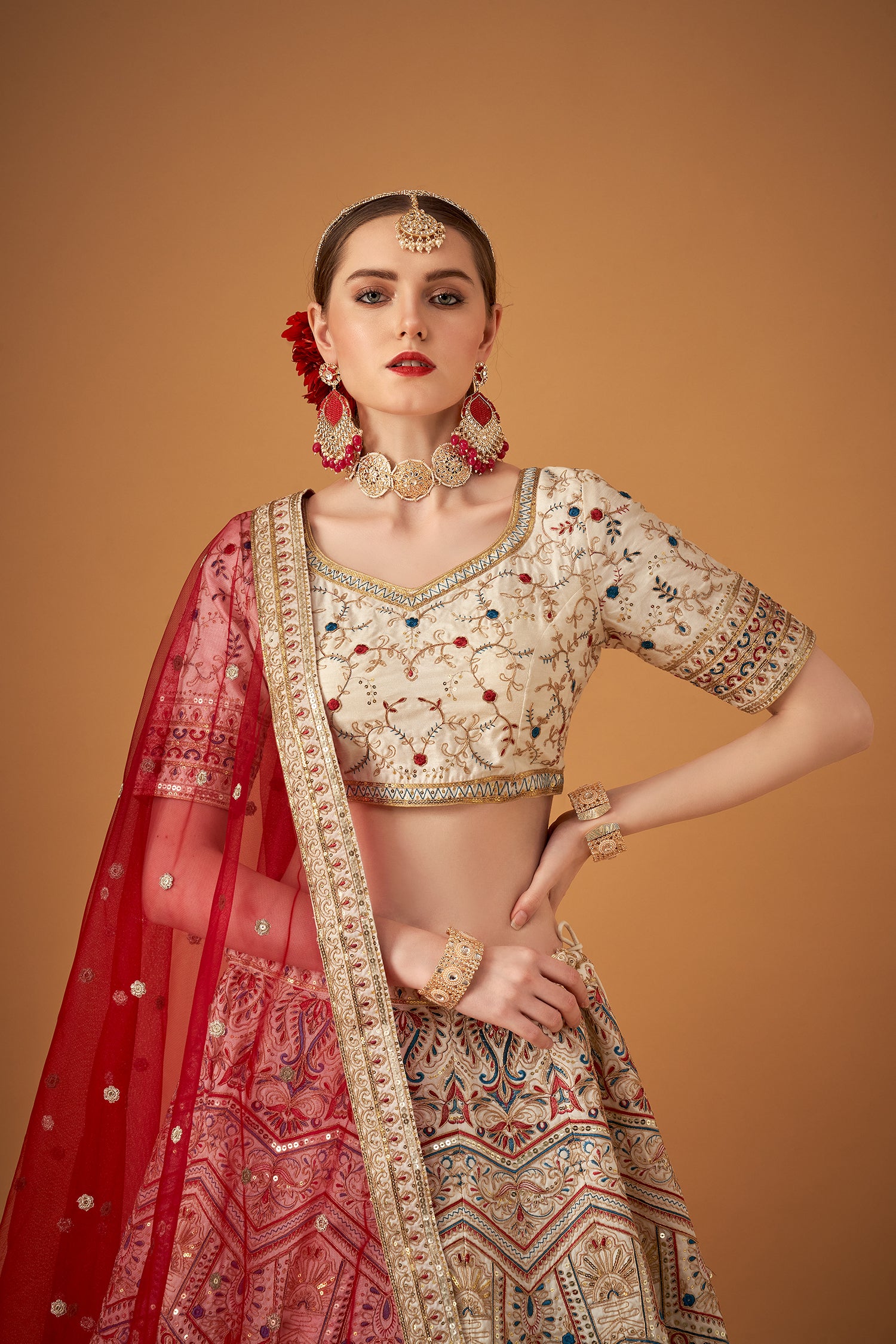 Elegant Traditional Embroidered Lehenga Set