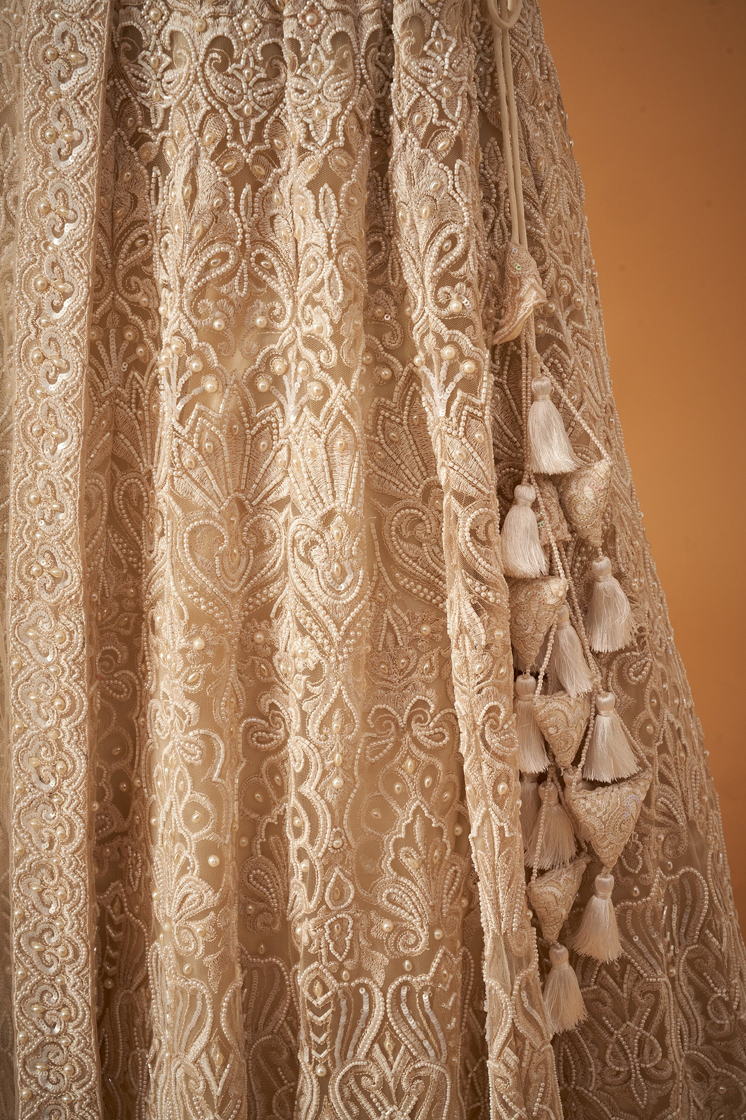 Pearl White Handwork Bridal Lehenga Set