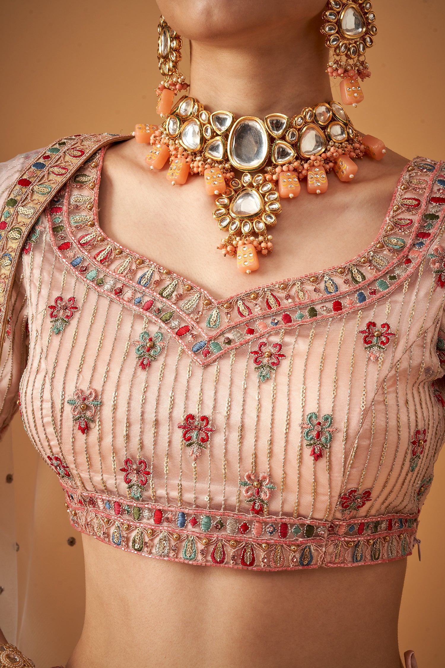Petal Pink Floral Hand Embroidered Lehenga