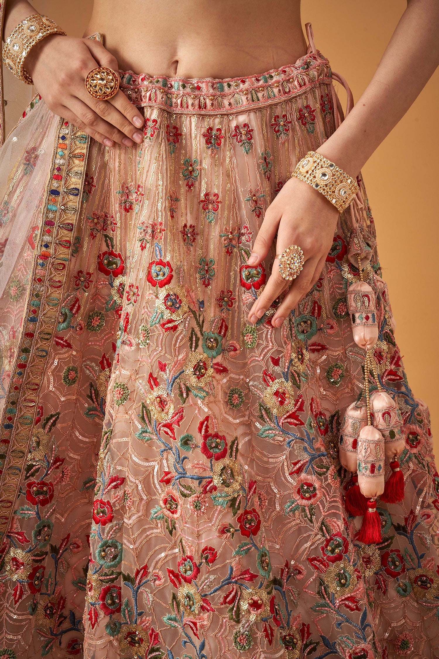 Petal Pink Floral Hand Embroidered Lehenga