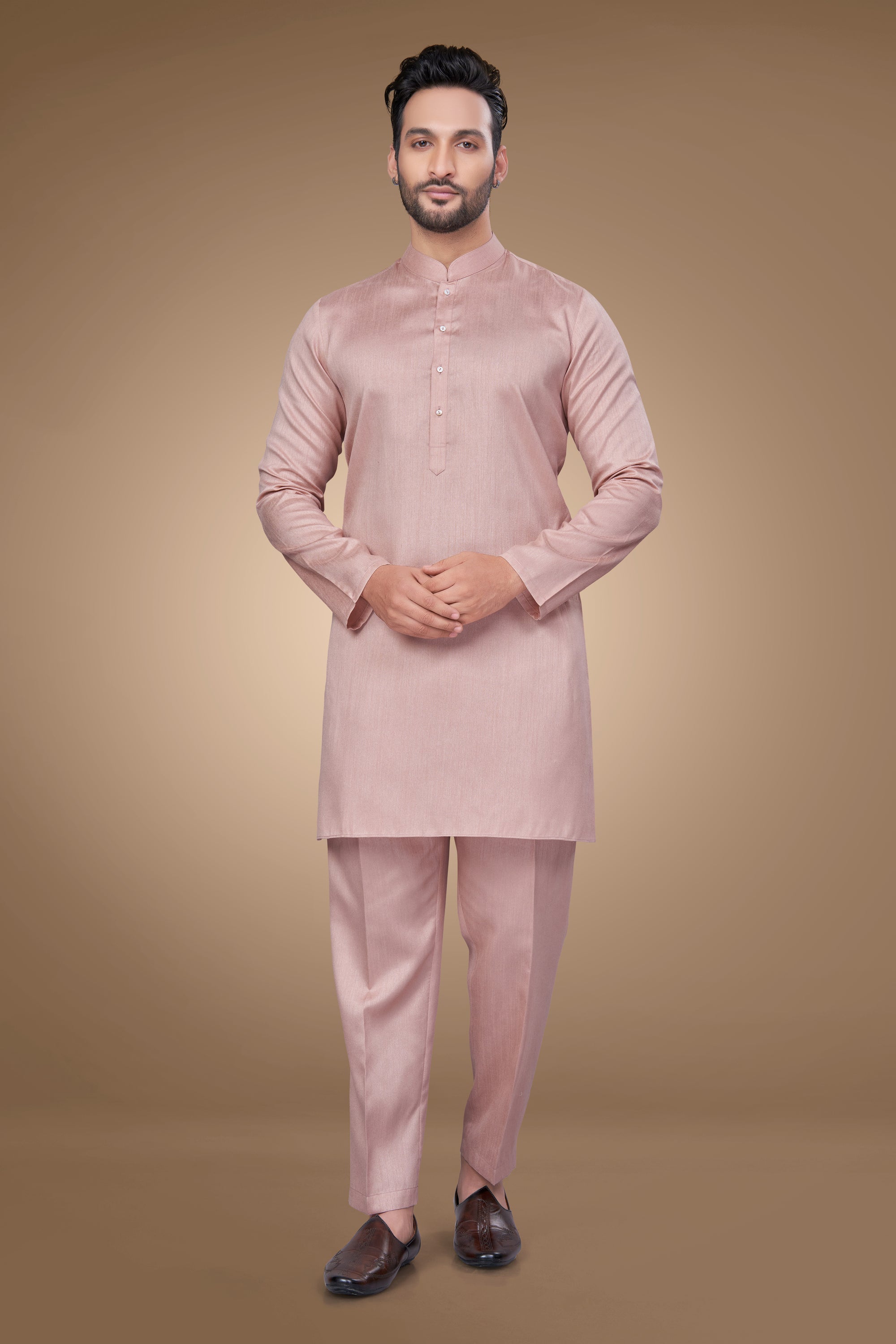 Charming Peach Art Silk Kurta Set