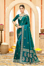 Alluring Teal Satin Saree