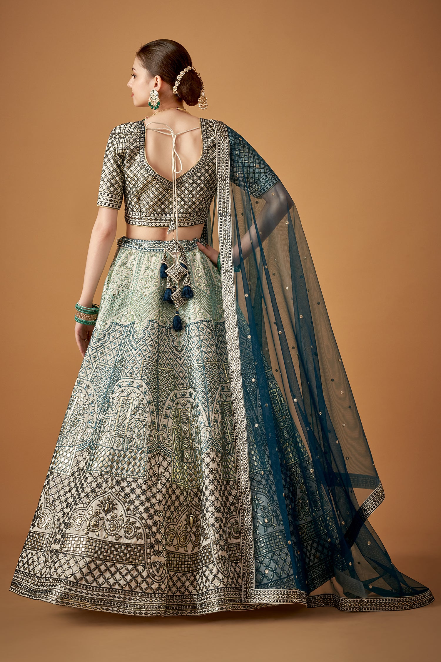 Blue Ombre Embroidered Lehenga with Gotta Work