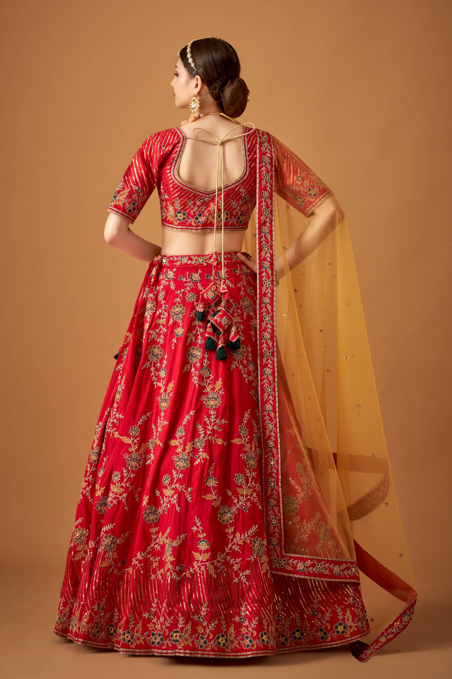 Rani Pink Floral Embroidered Lehenga Set