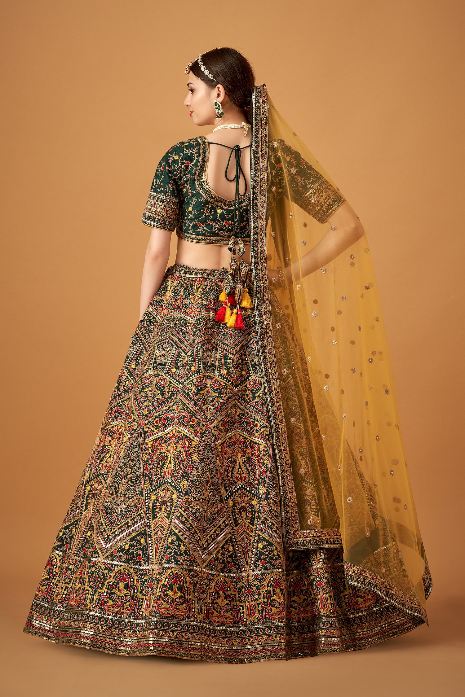 Majestic Green Embroidered Lehenga Set