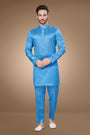 Sky Blue Kurta Set In Art Silk